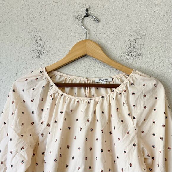 MADEWELL Gathered Puff Sleeve Crop Top Sunrise Floral Bone Peasant - Picture 6 of 12